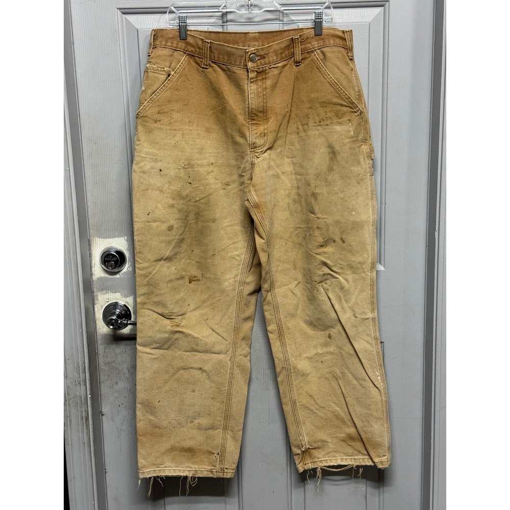 Carhartt Thrashed Original Dungaree Fit Duck Canvas Paint Splattered 35x30